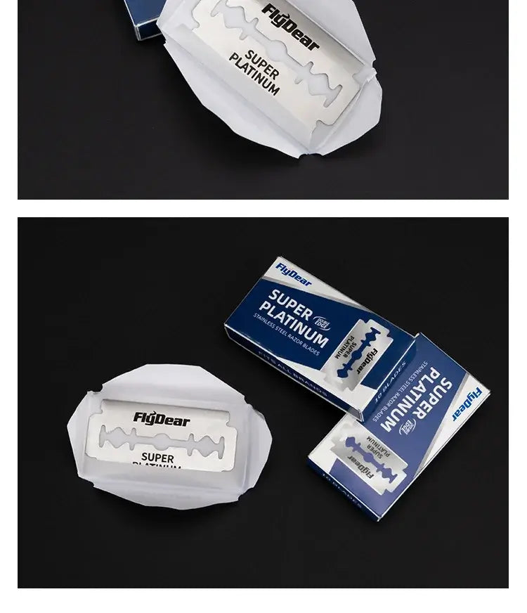 Premium Rasierklingen für Rasierhobel in einer Verpackung, ideal für eine gründliche Rasur.